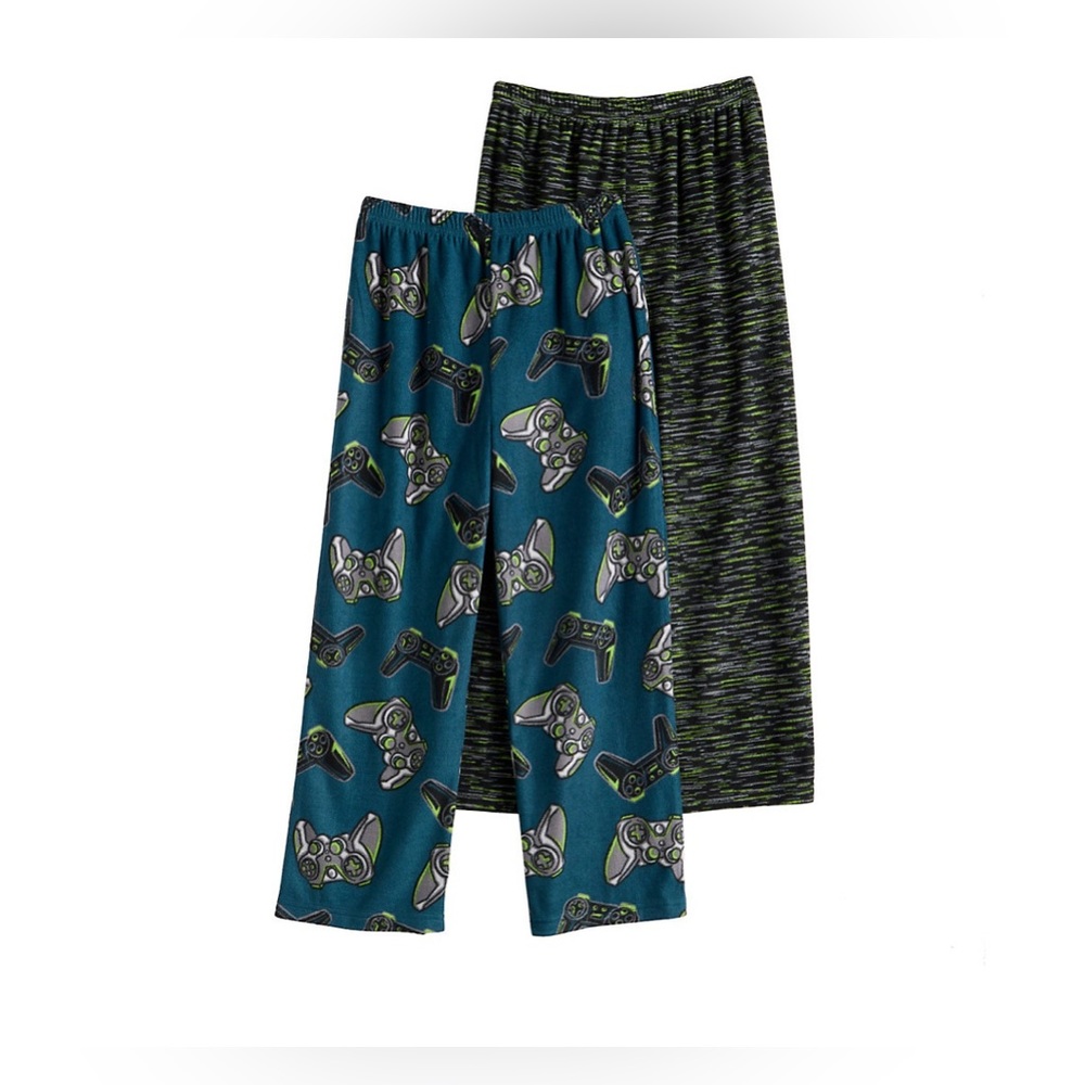 Cuddl Duds Boy’s 2 pack pajama pants in teal gamer| Size: 6/7